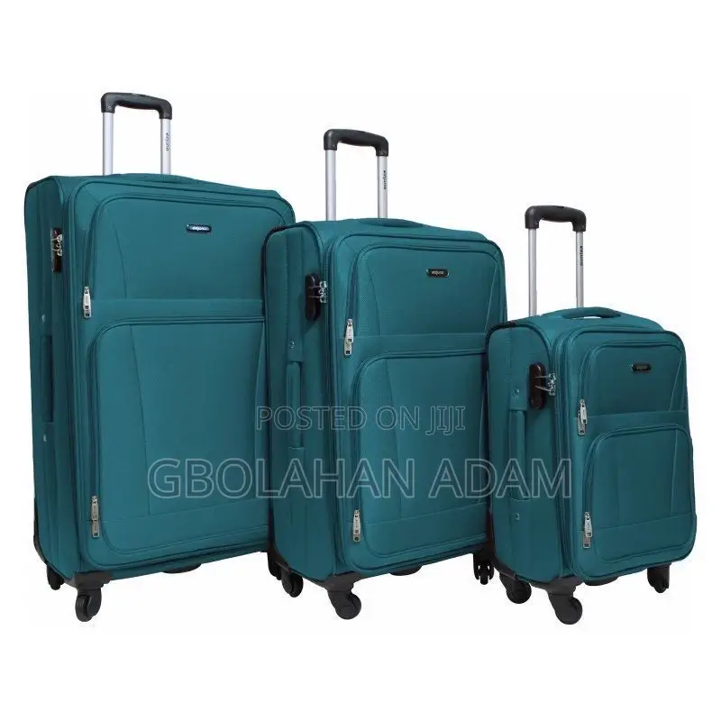3-Piece Fabric Soft Luggage Set With Swivel Wheels