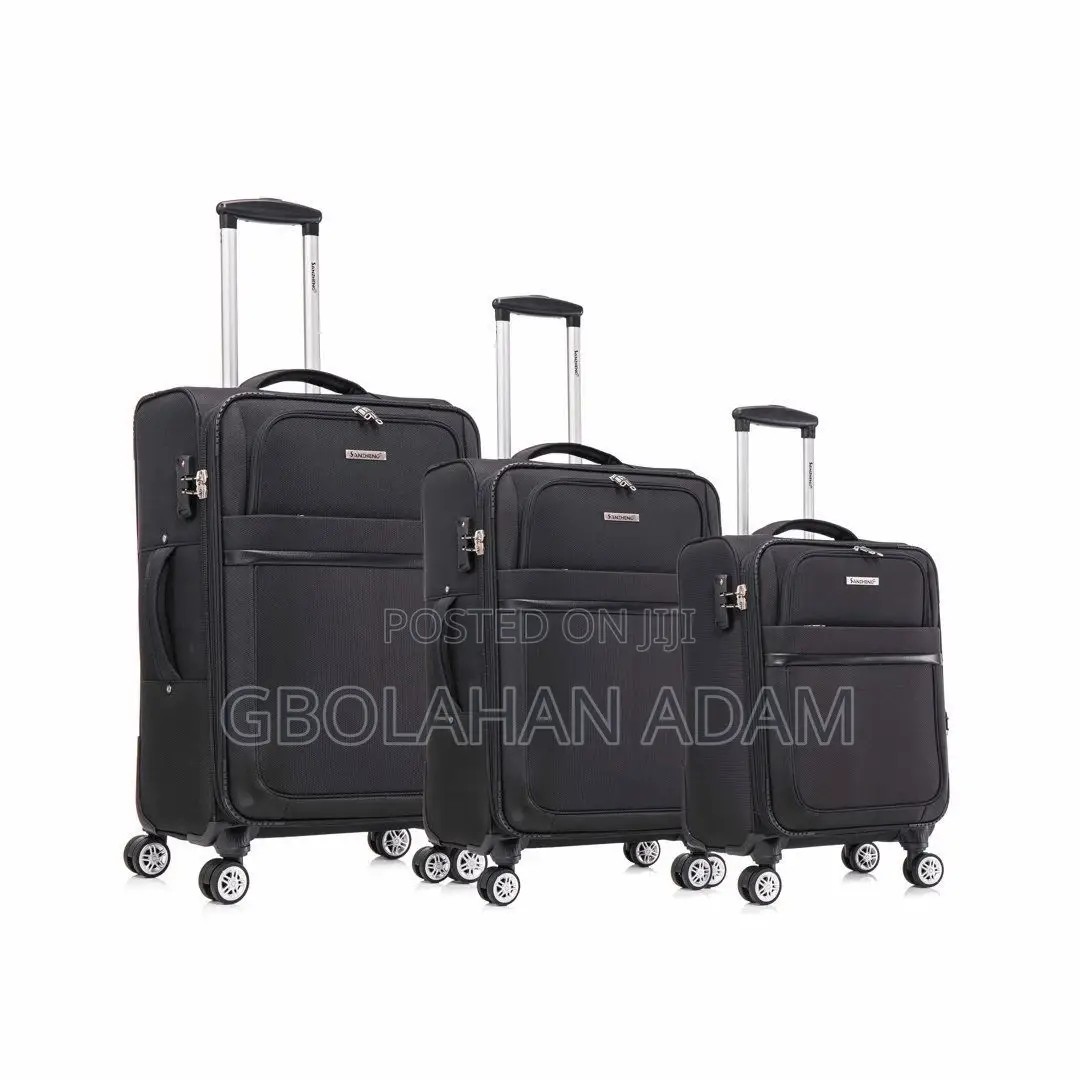 3-Piece Fabric Soft Luggage Set With Swivel Wheels