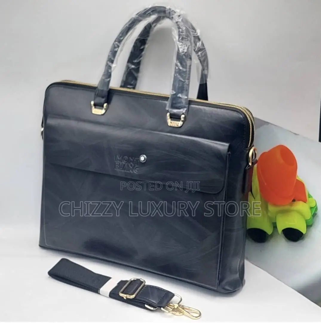 Mont Blanc Quality Luxury Men Genuine Leather Laptop Bag
