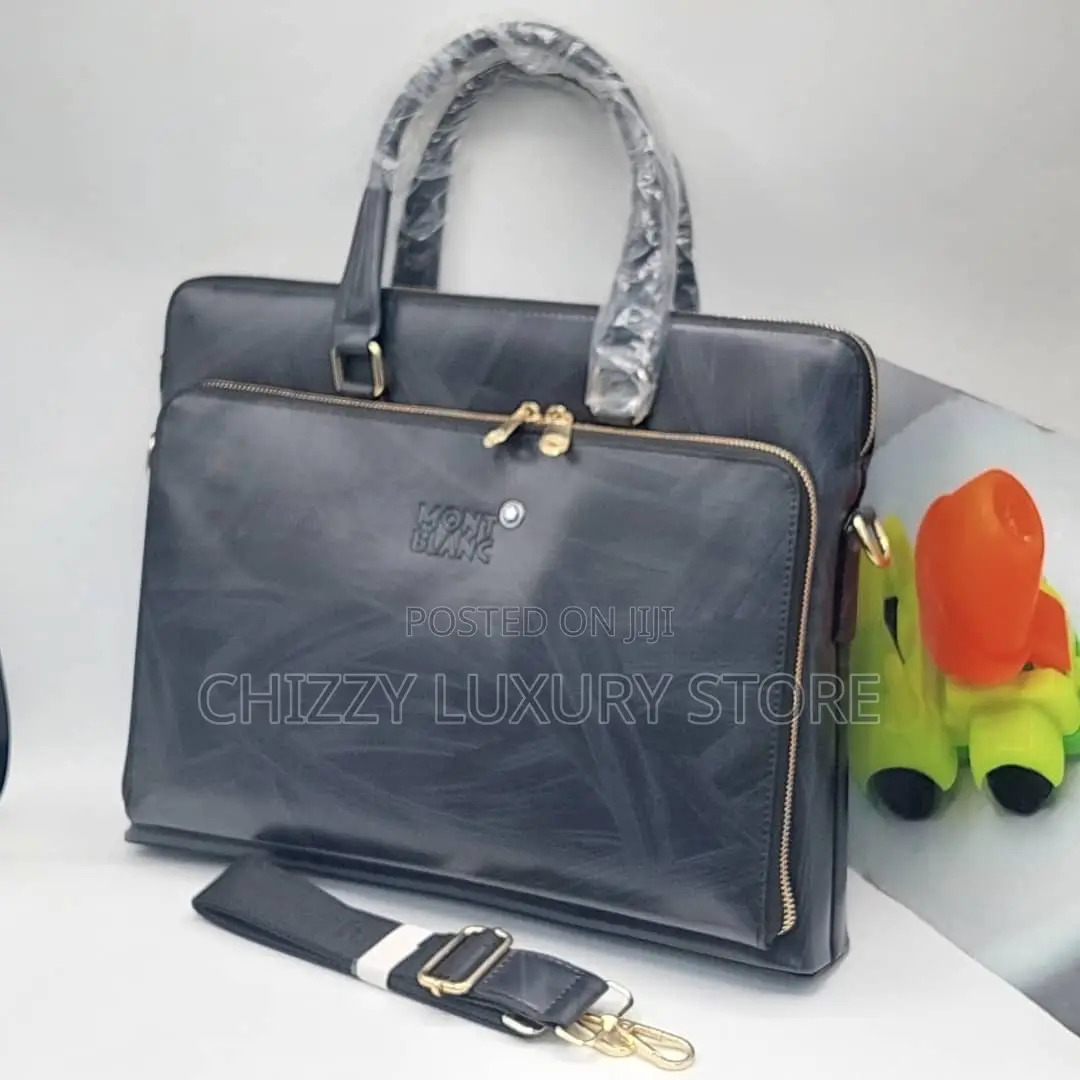 Mont Blanc Quality Luxury Men Genuine Leather Laptop Bag