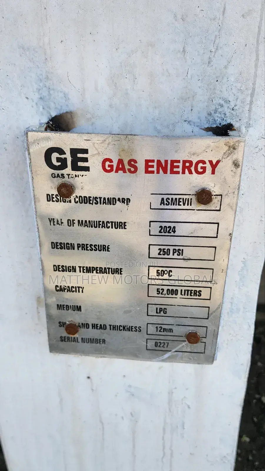 Foreign Used LPG Storage Gas Tank