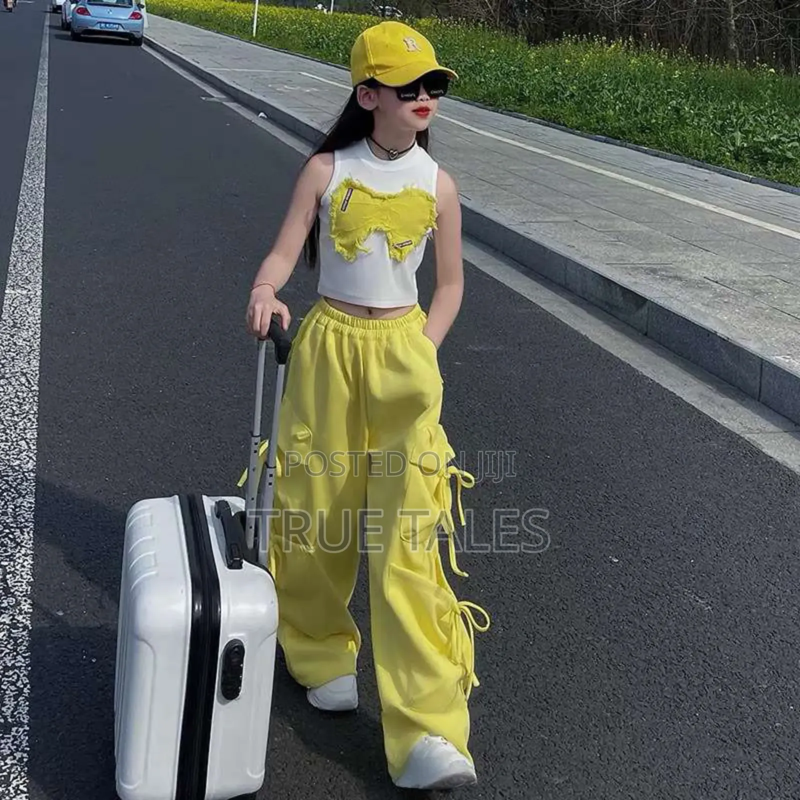 Girls Yellow Multi Pocket Joggers And Top Set Ages 3 To 13 Years