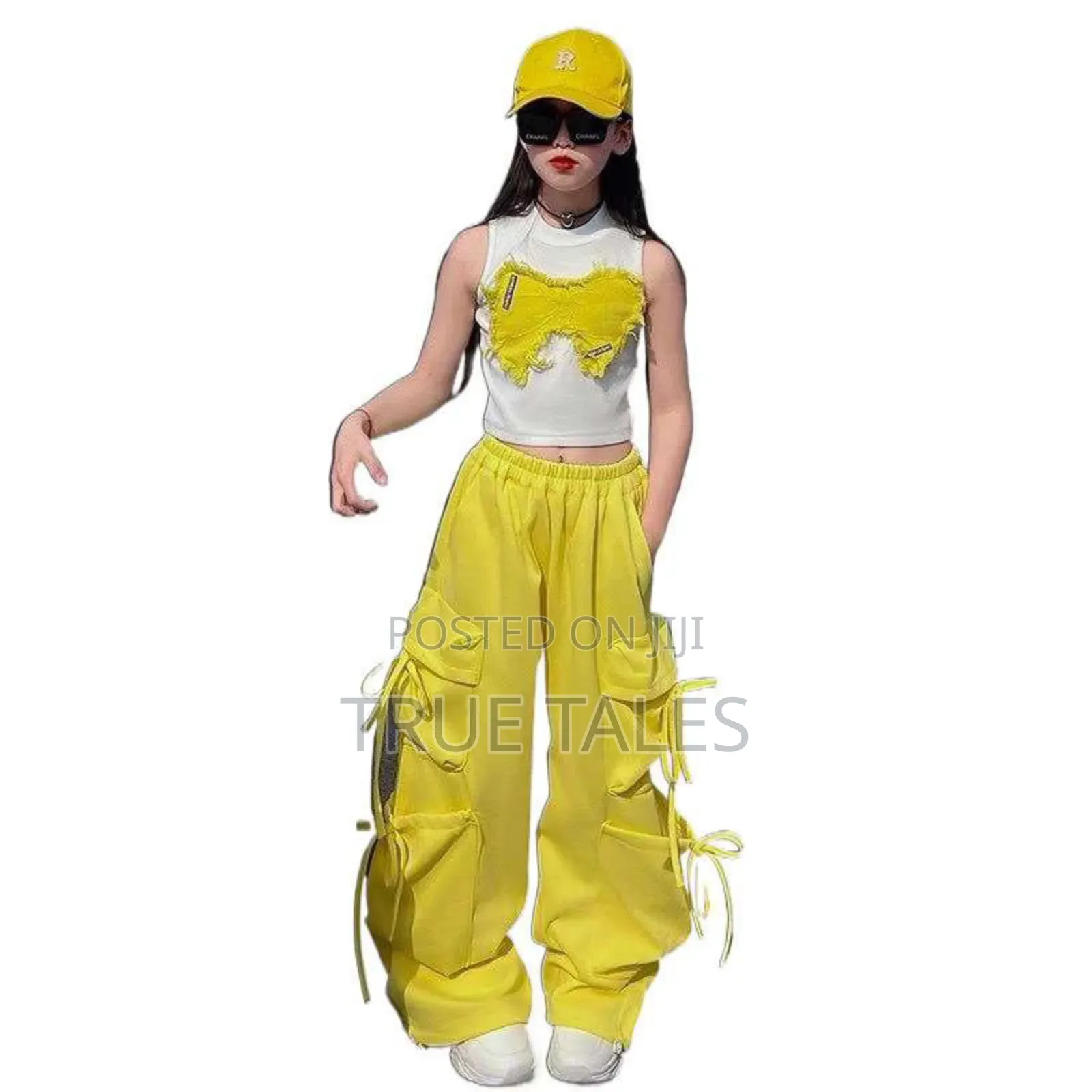 Girls Yellow Multi Pocket Joggers And Top Set Ages 3 To 13 Years