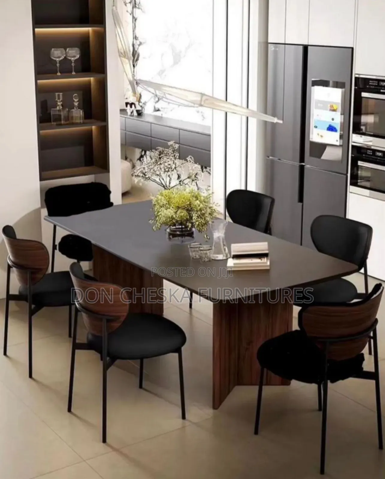 Wooden Leg Dinning Table Set by 6