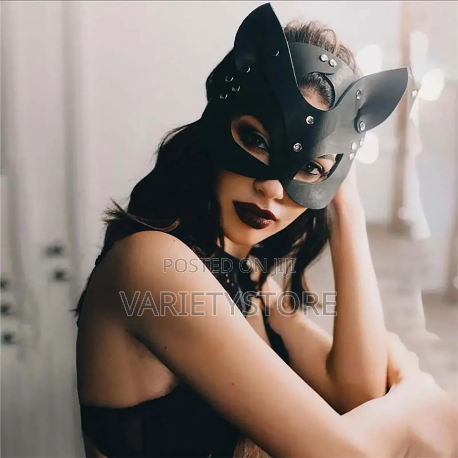 Halloween Party Women Leather Fun Cat Face Mask