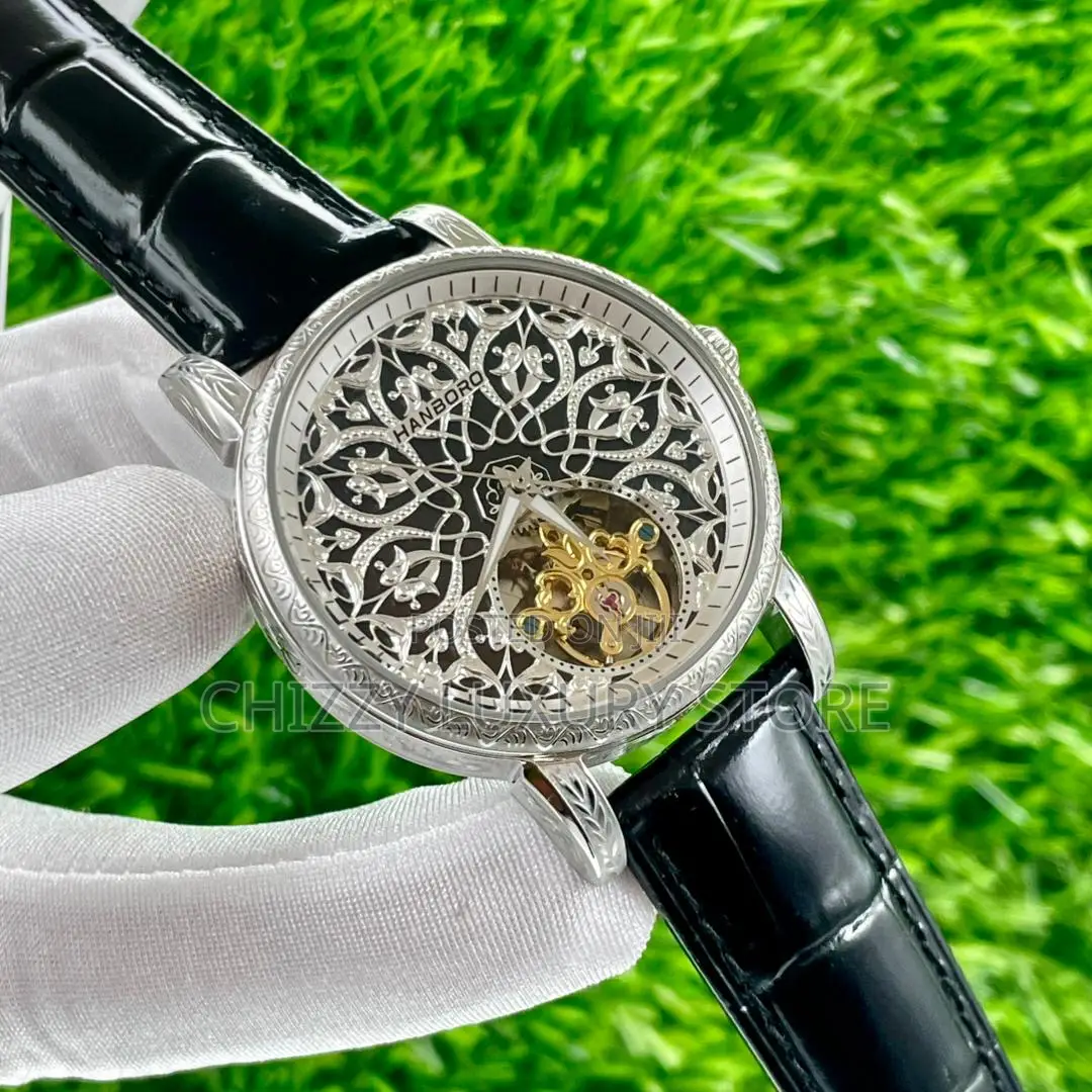 Hanboro Quality Luxury Men Genuine Leather Wristwatch