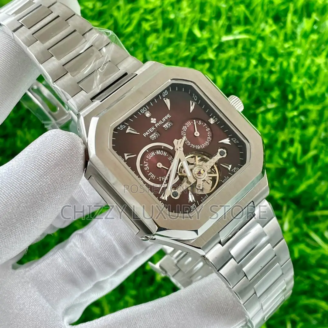 Patek Philippe Quality Luxury Men Chronograph Chain Strap Wristwatch