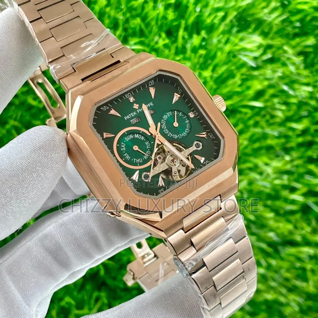 Patek Philippe Quality Luxury Men Chronograph Chain Strap Wristwatch