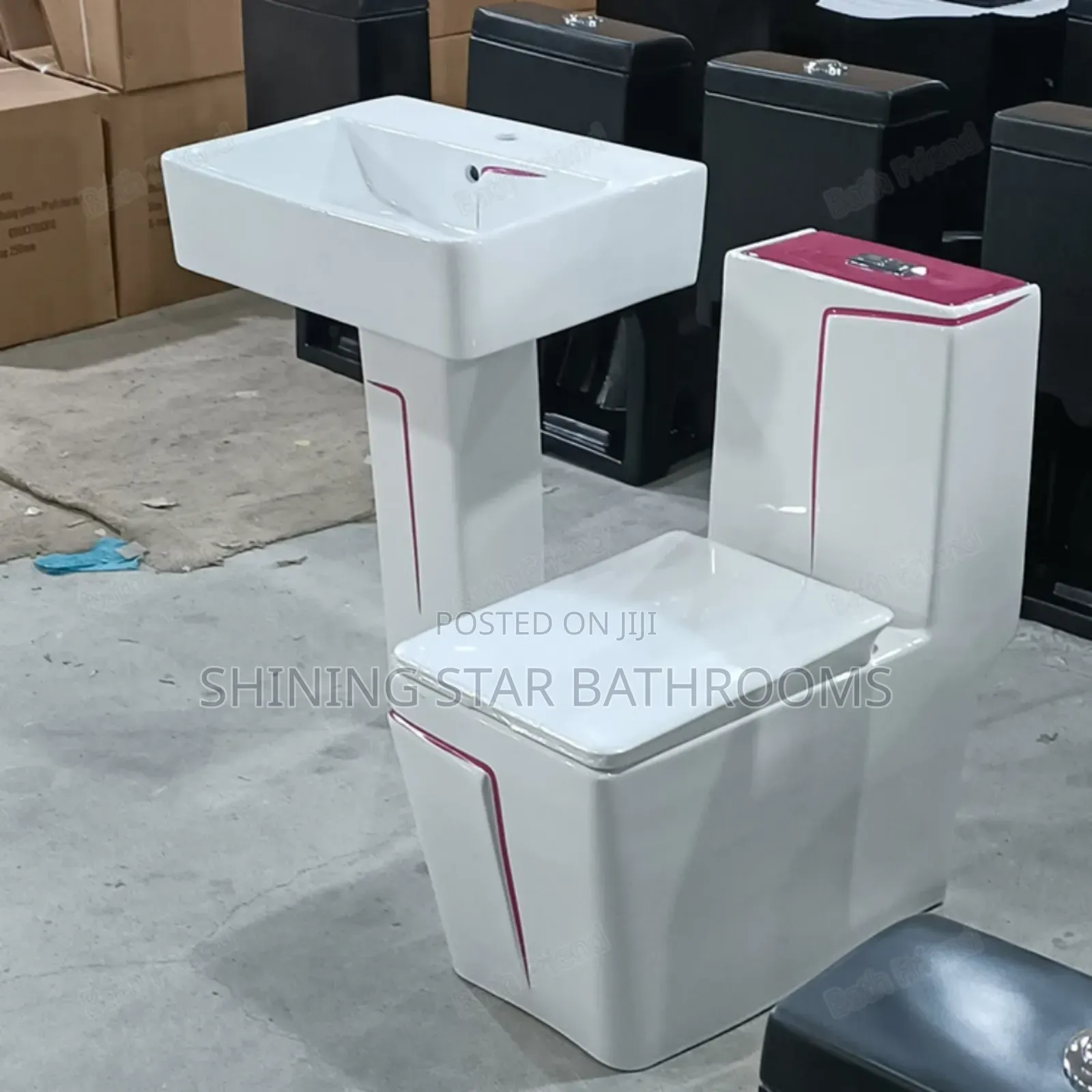 Dragon Toilet Set With Pink Stripe