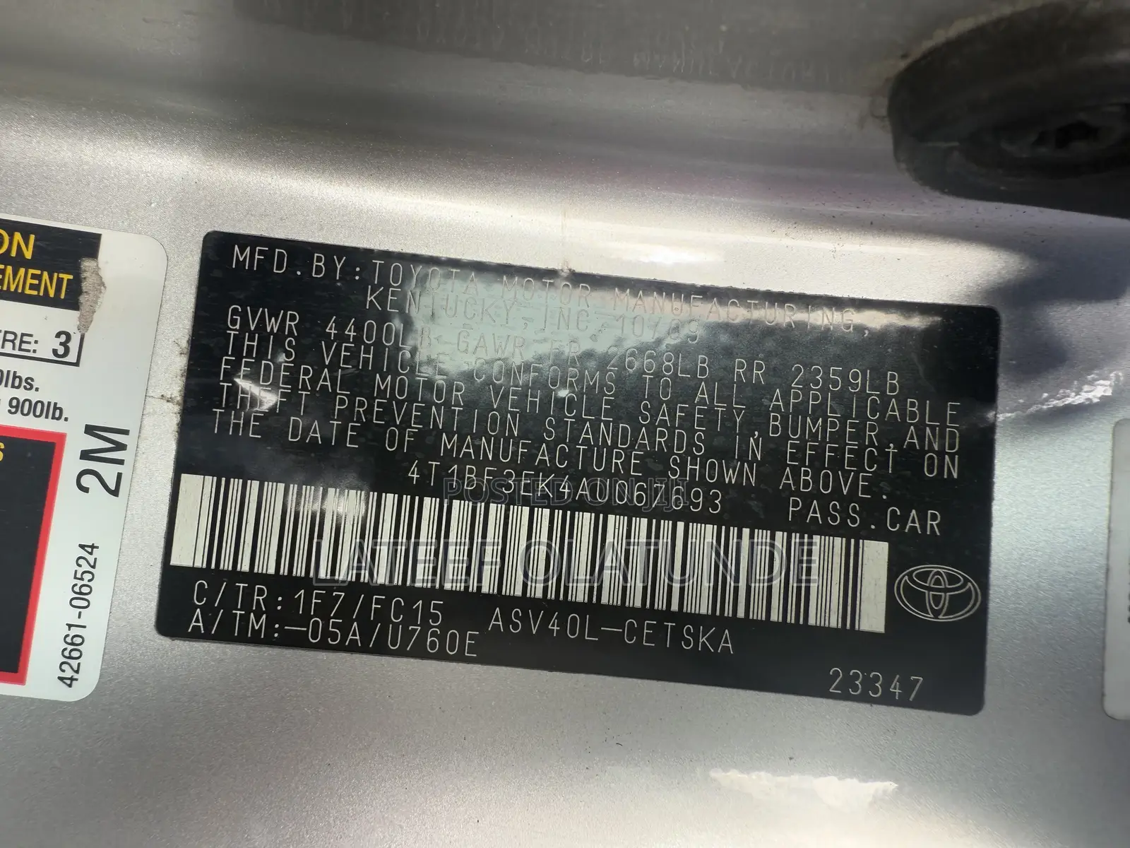 Toyota Camry SE 4dr Sedan (2.5L 4cyl 6AM) 2010 Silver