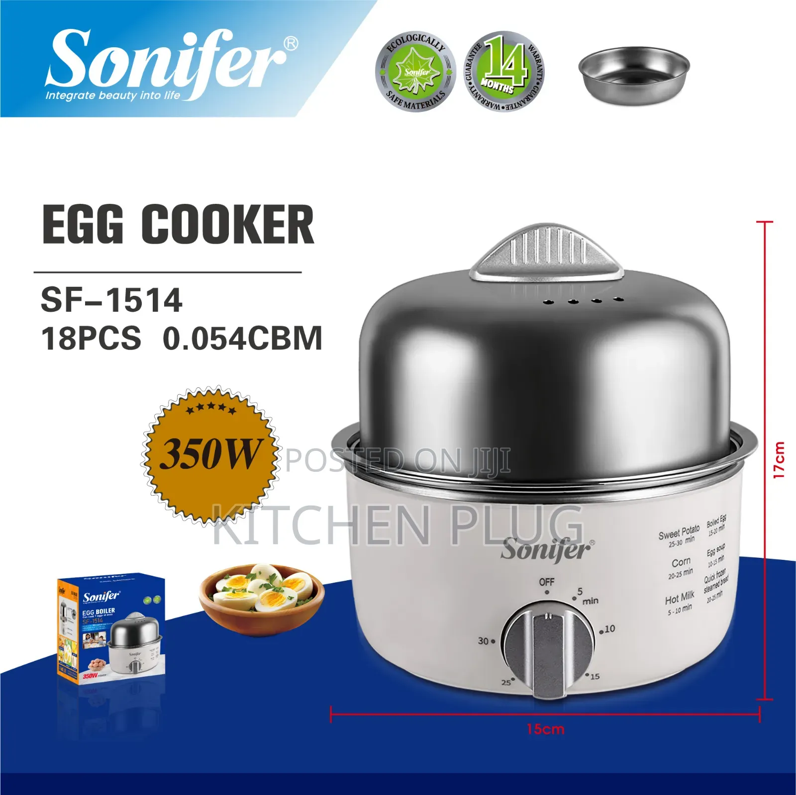 Stainless Steel Steamer Egg Boiler Sonifer Sf-1514