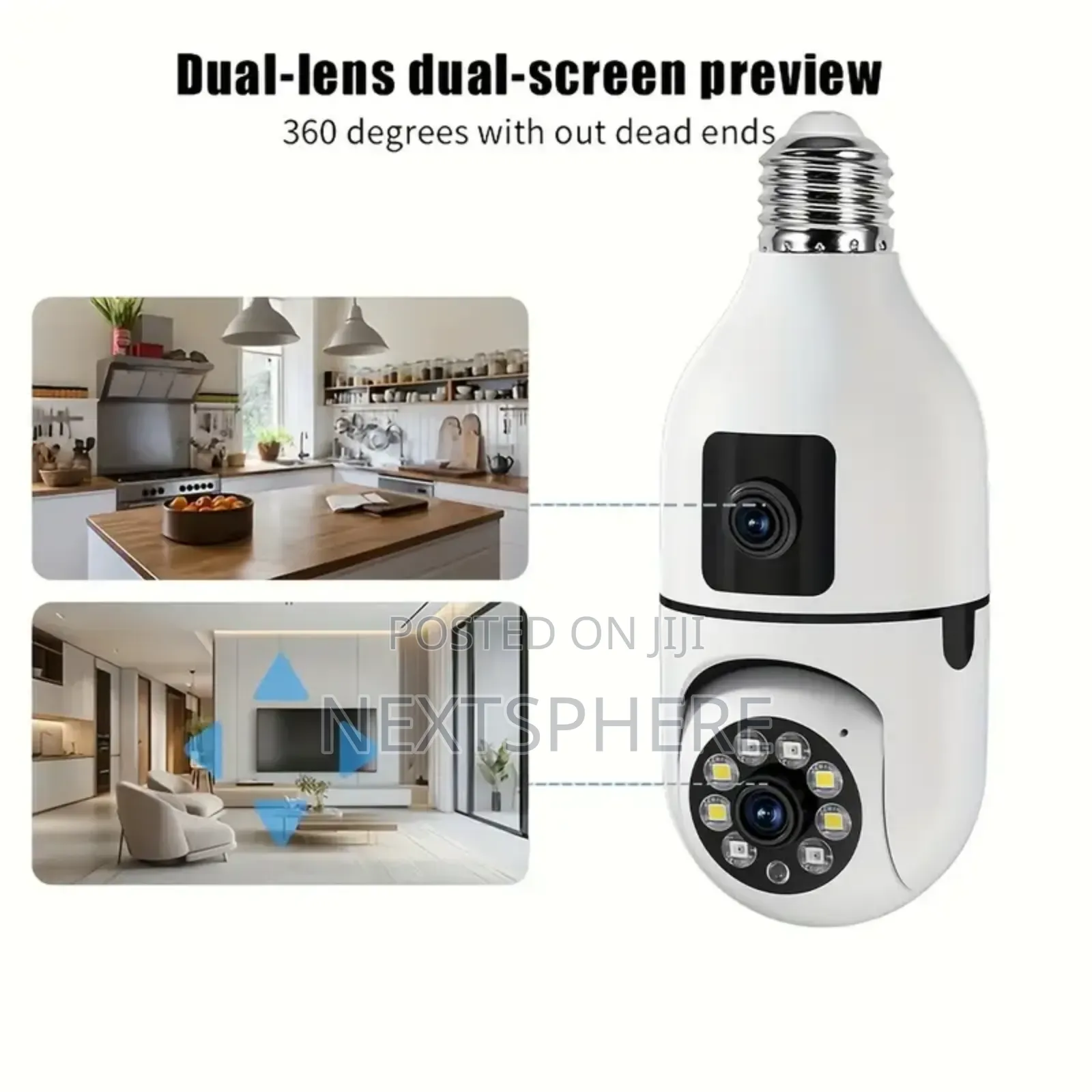 Dual Lens Bulb PTZ Camera - Wifi Smart Camera for Moms and Offices