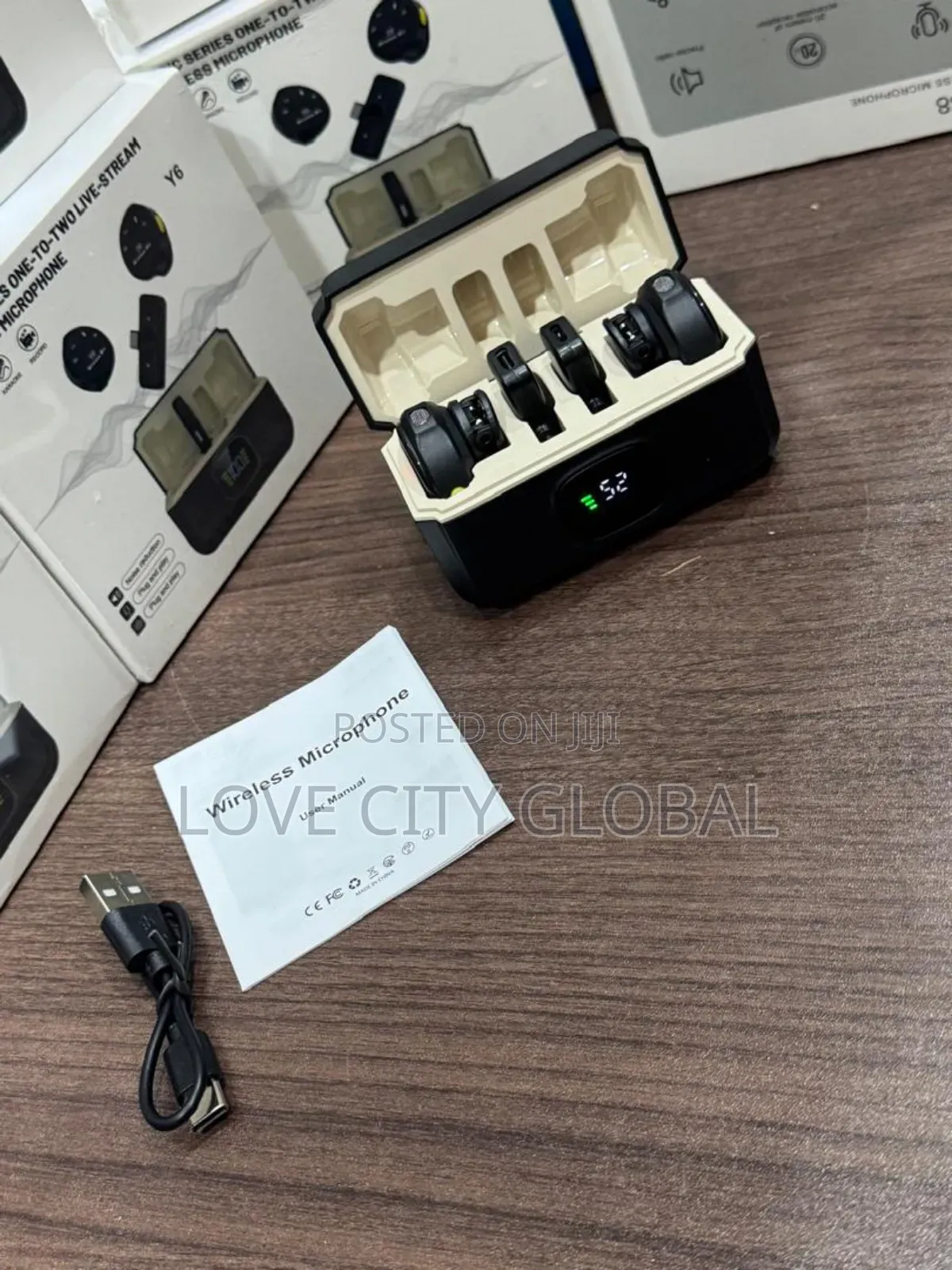 Y6 Wireless Microphone Anc Clip-on Magnetic Dual Receiver Charging Cas