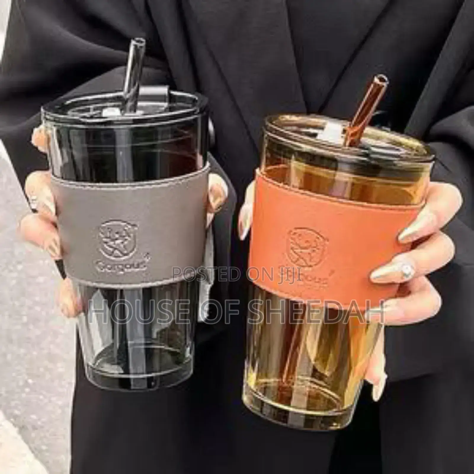 450ml Printable Slub Glass Water Cup Souvenir Gift Cup With Straw