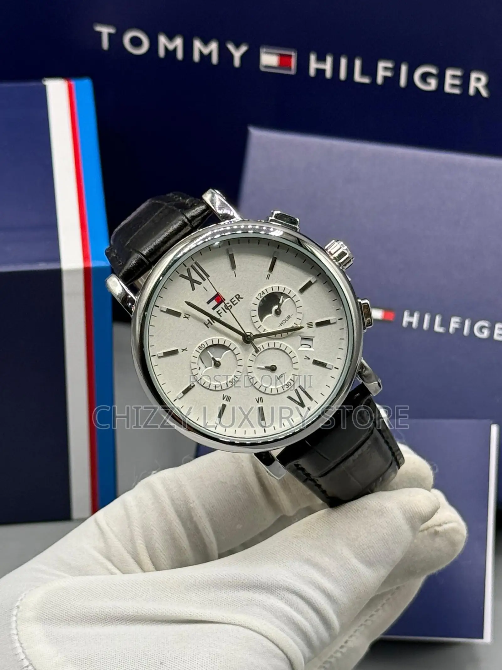 Tommy Hilfiger Quality Luxury Men Genuine Leather Wristwatch