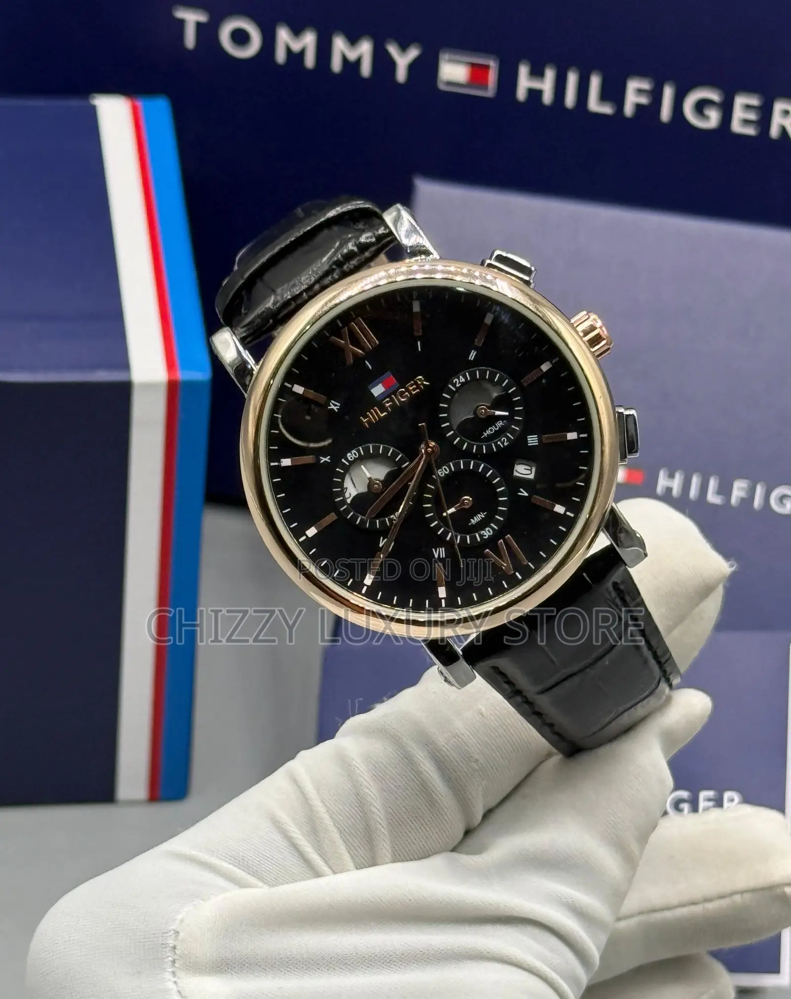 Tommy Hilfiger Quality Luxury Men Genuine Leather Wristwatch