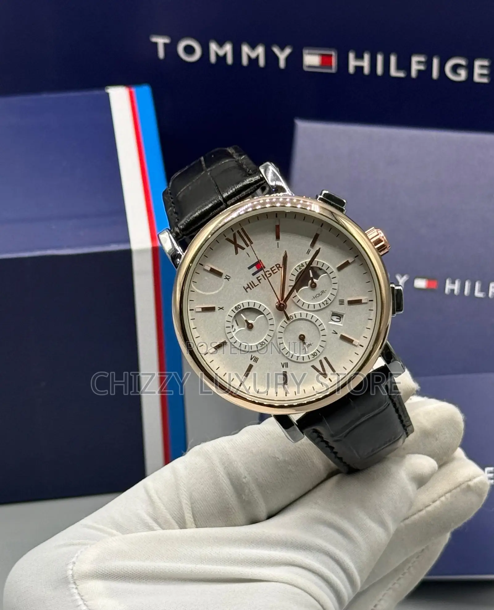 Tommy Hilfiger Quality Luxury Men Genuine Leather Wristwatch