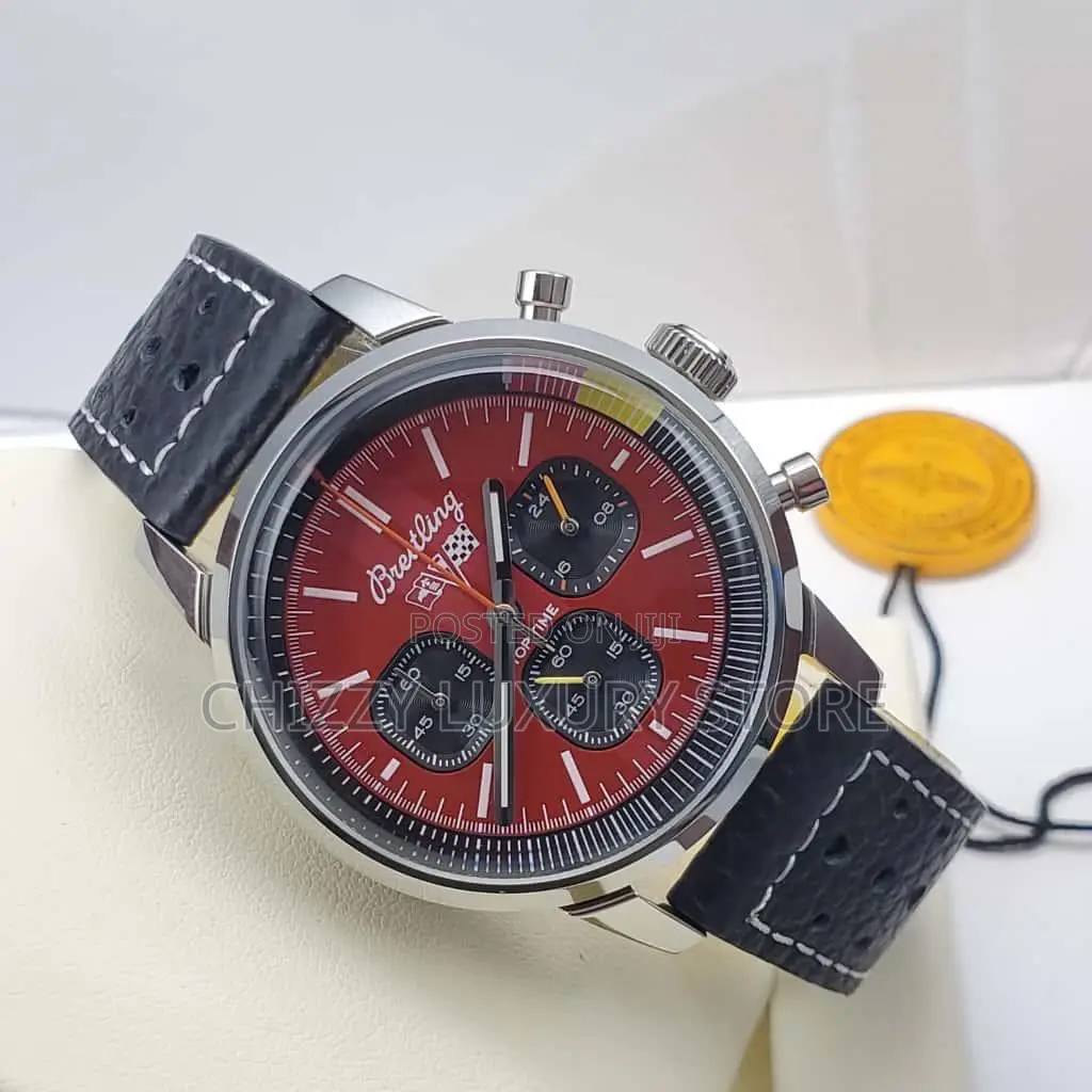 Breitling Quality Luxury Men Genuine Leather Wristwatch