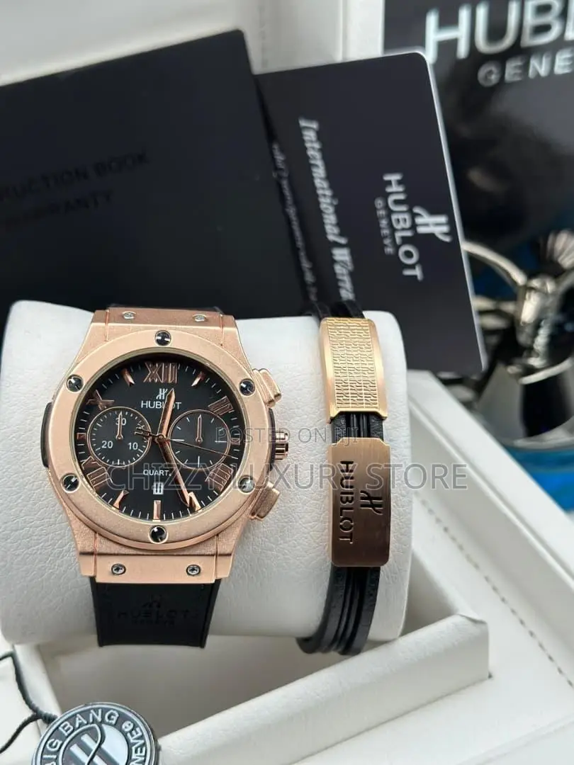 Hublot Quality Men Genuine Leather Wristwatch