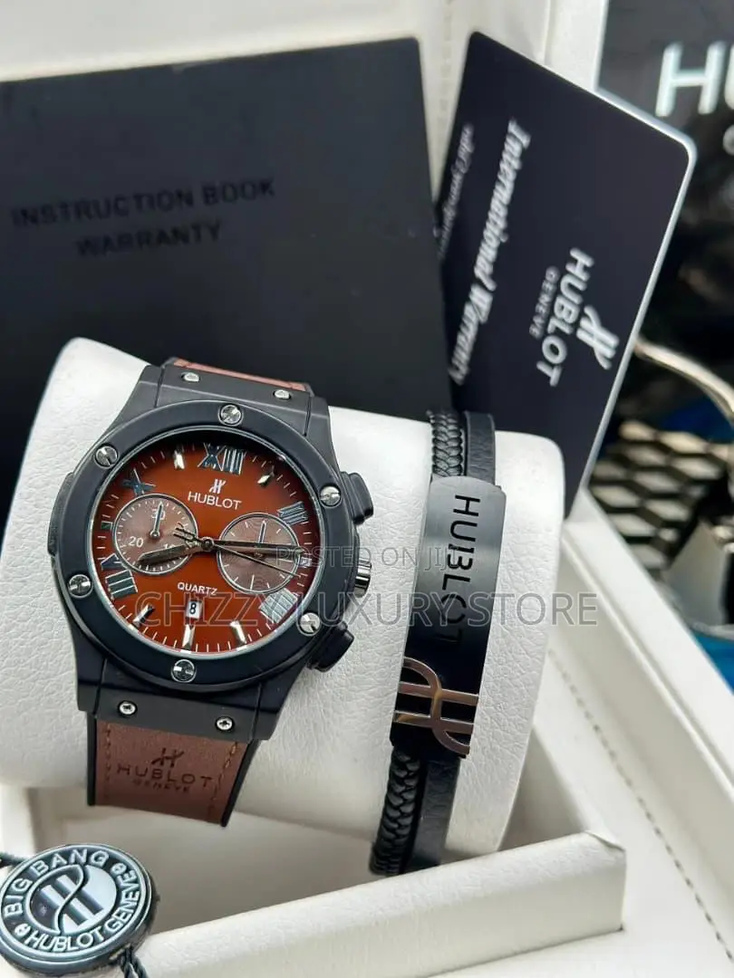 Hublot Quality Men Genuine Leather Wristwatch