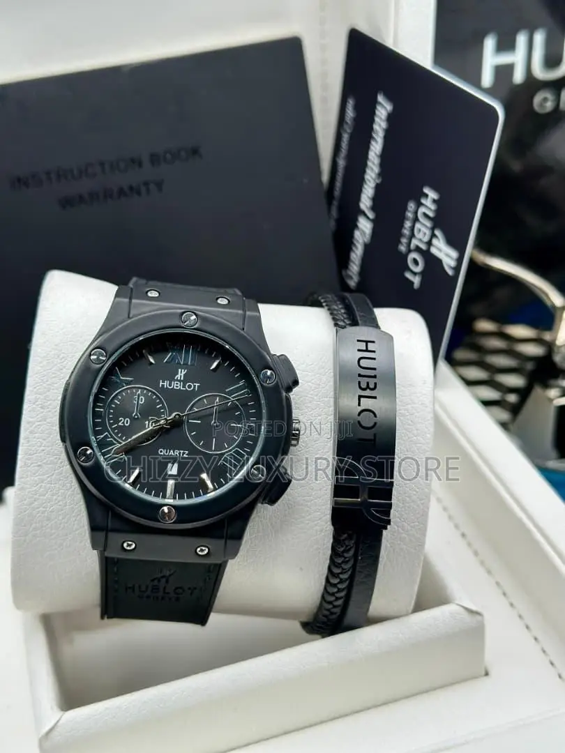 Hublot Quality Men Genuine Leather Wristwatch