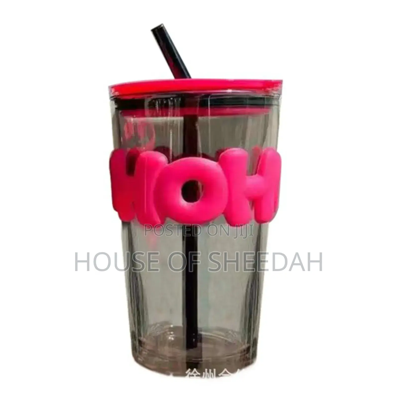450ml Letter Straw Glass Cup