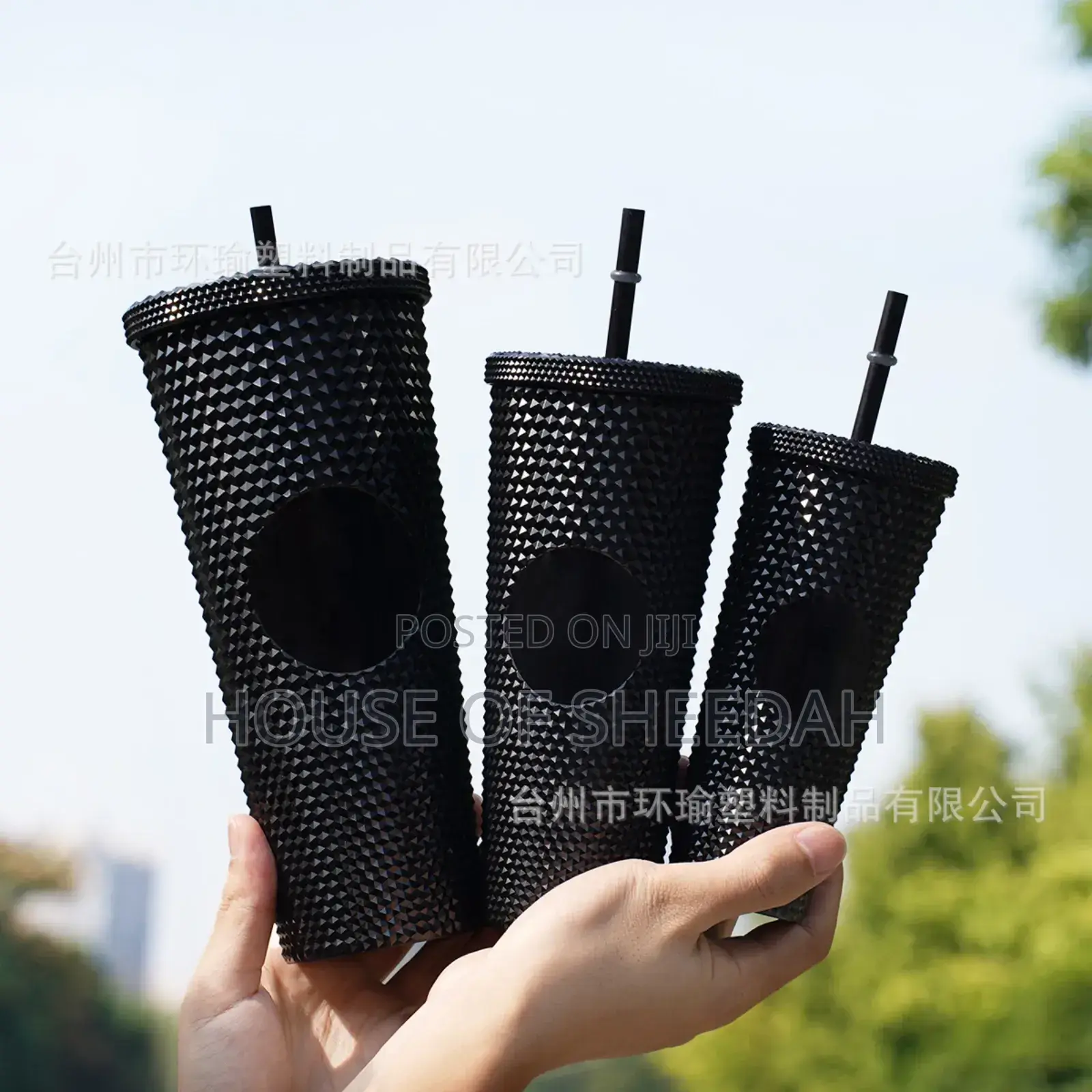 3pcs Double Durian Large Capacity Straw Plastic Cup