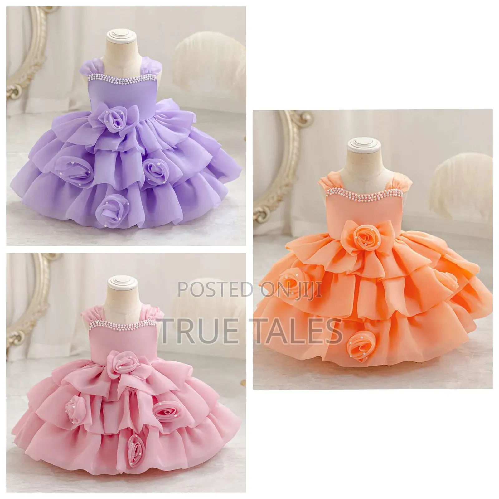 Little Girl's Flouncy Full Flower Ballgown Dress Age 6 Mths To 5 Years