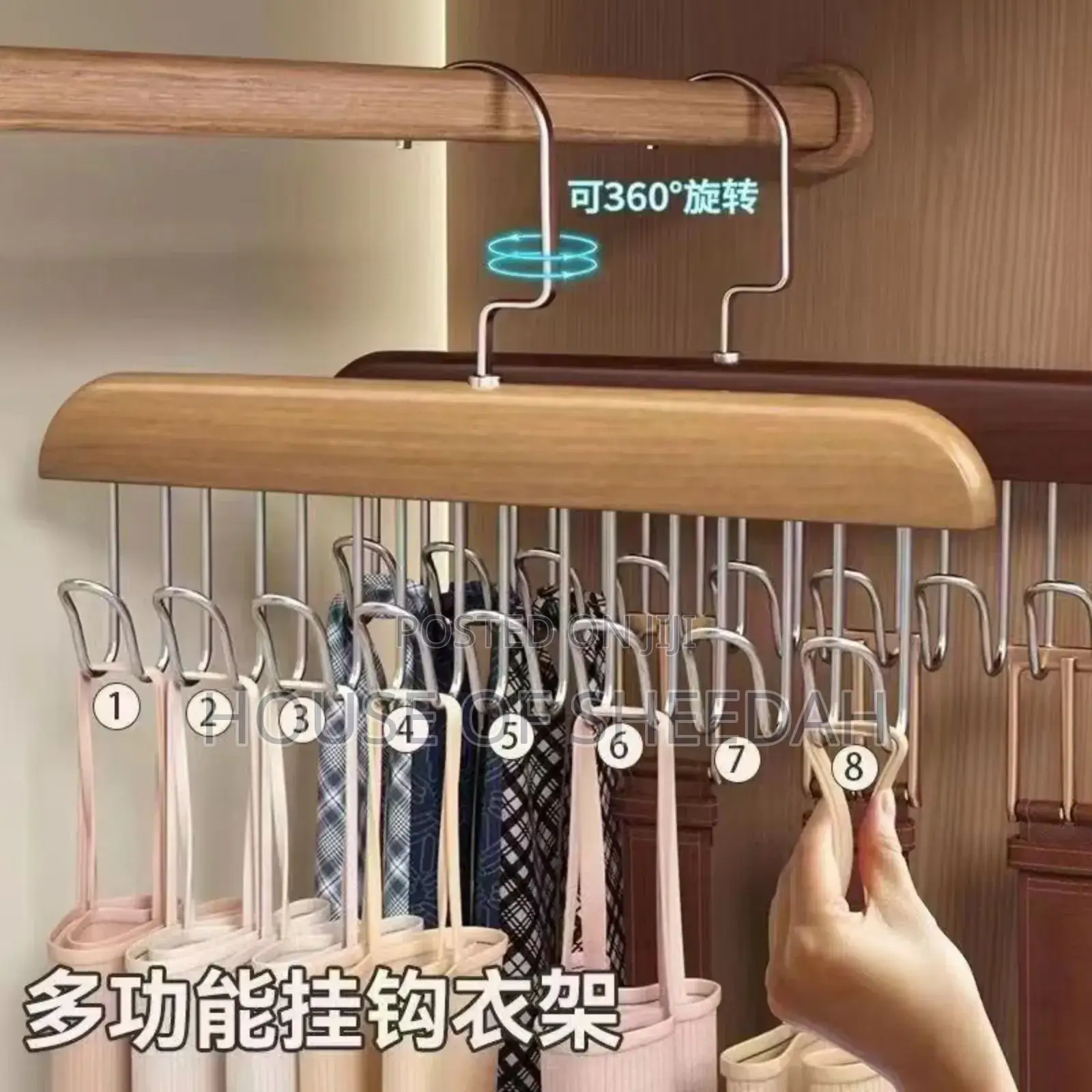 3pcs Multi-Hook Wooden Hanger