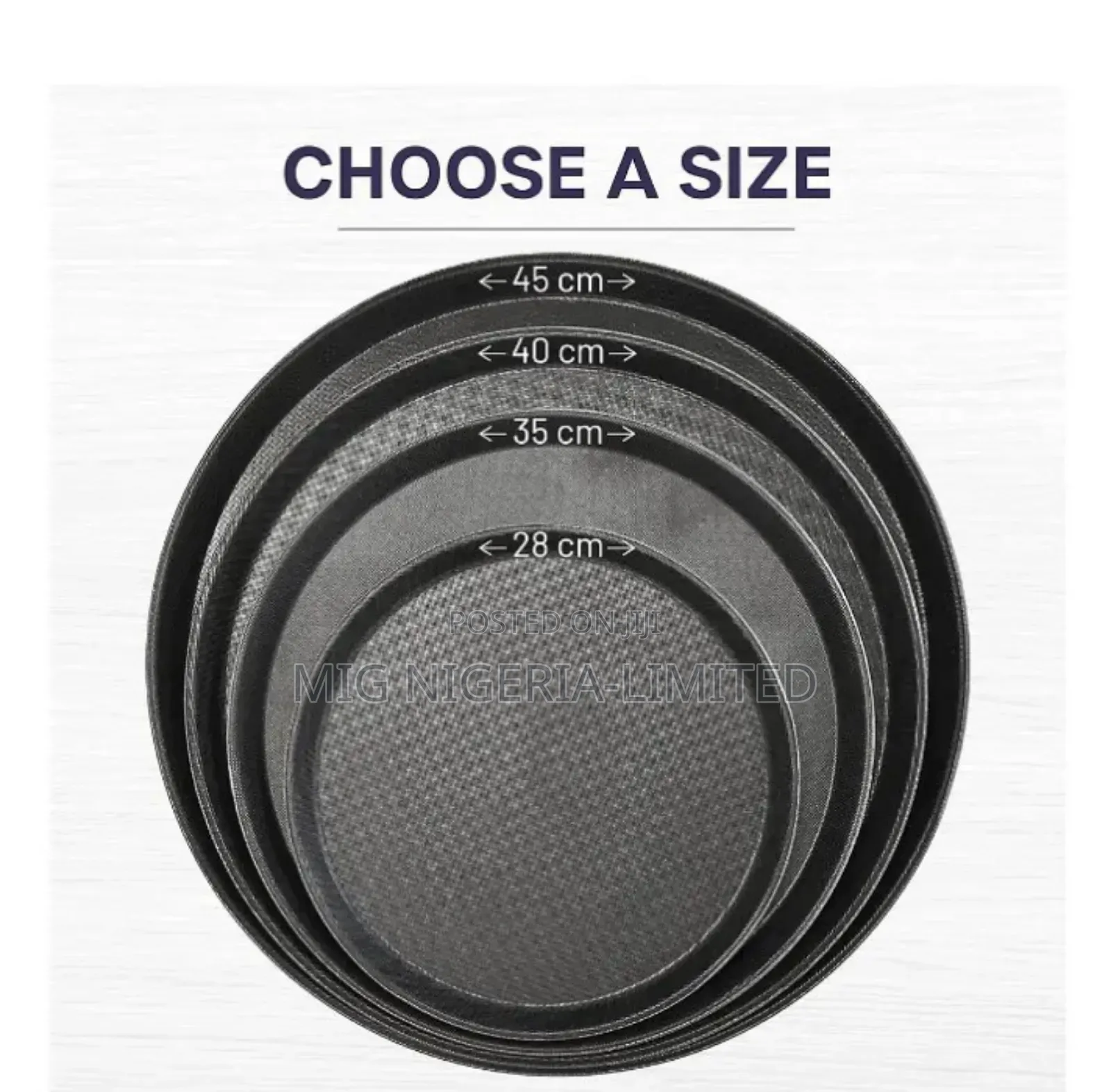 1pc Black Round Nonslip Tray Rubberised Heat Resistant Dishwasher Safe