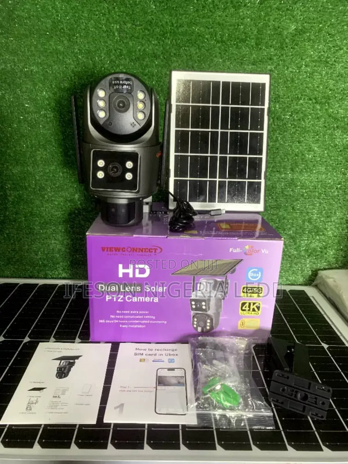 Solar Camera Ubox PTZ Dual Lens 8maga Pixel It Come With Free Sim Card