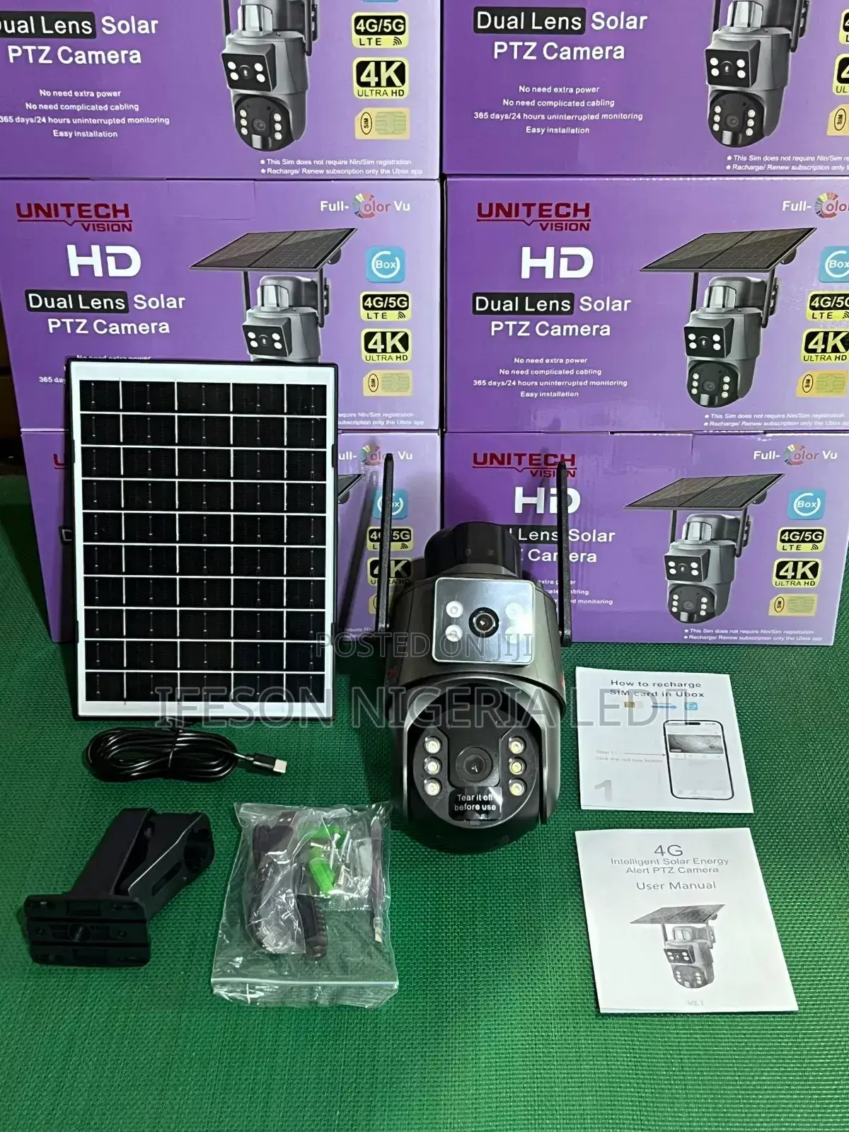 Solar Camera Ubox PTZ Dual Lens 8maga Pixel It Come With Free Sim Card