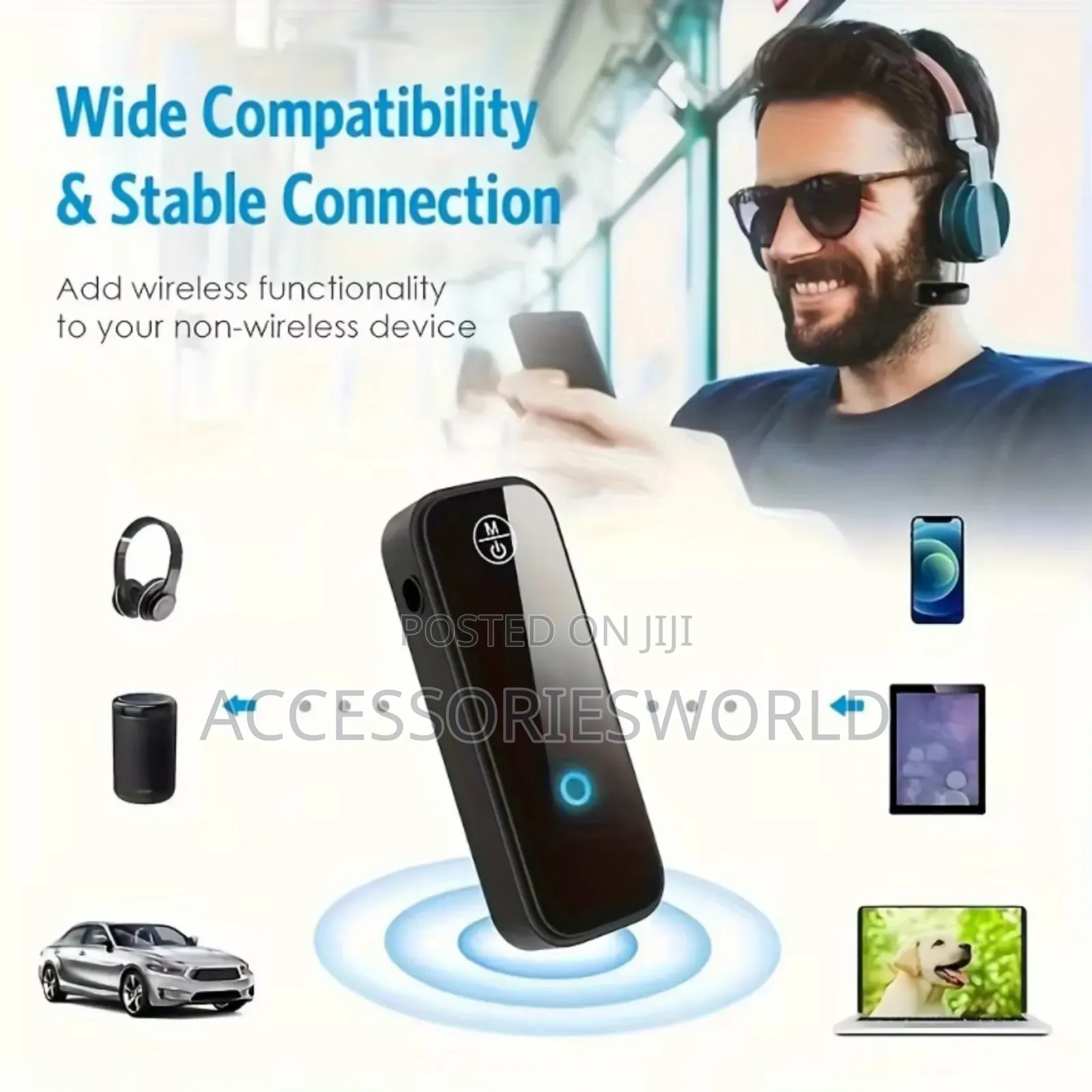 2 in 1 Car Wireless Aux Bluetooth Receiver Transmitter Adapter