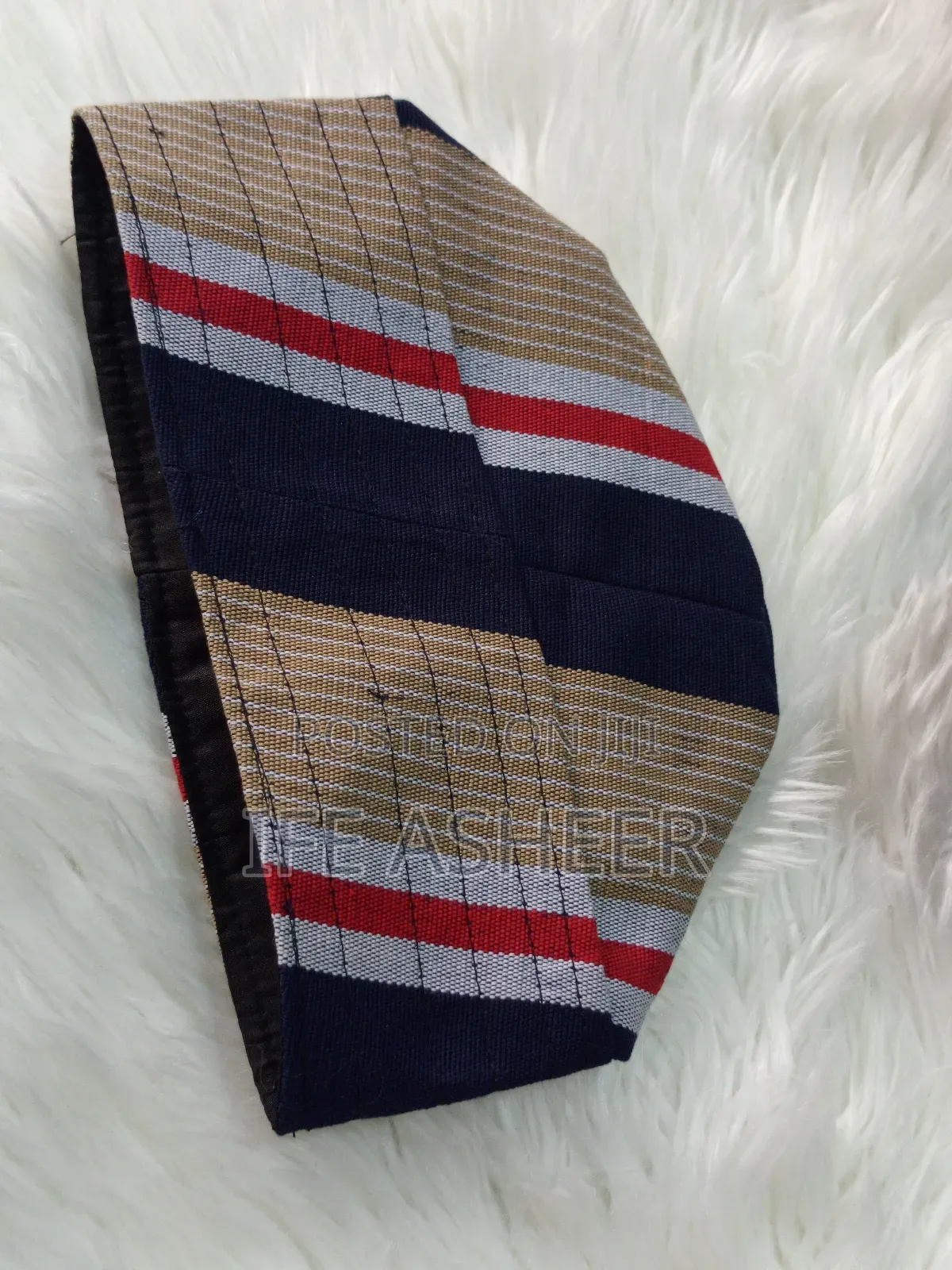 Men's Quality Blue Strip Traditional Aso Oke Cap