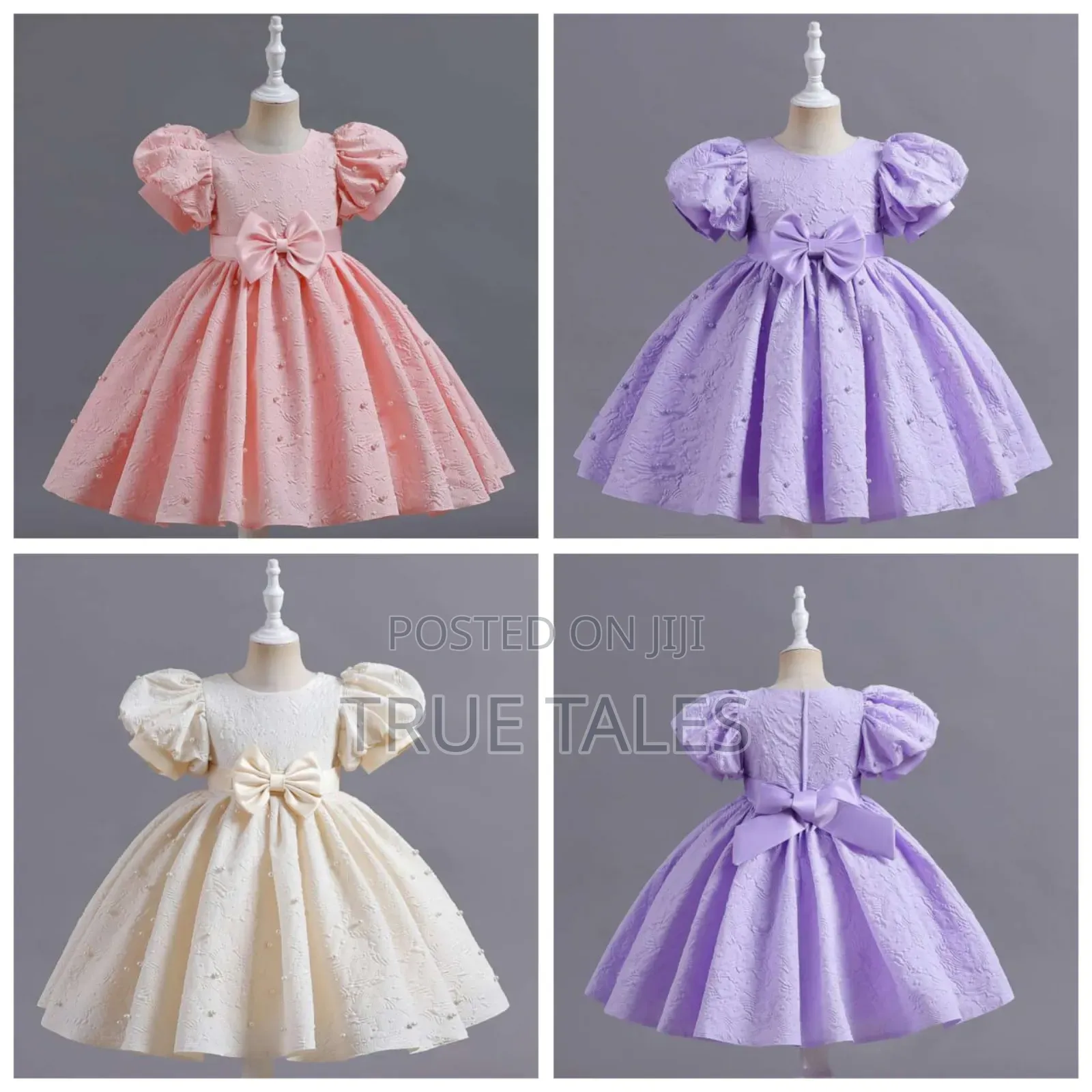 Girl's Cinderella Ballgown Dress With Bow& Beads Age 6 Mths To 4 Years