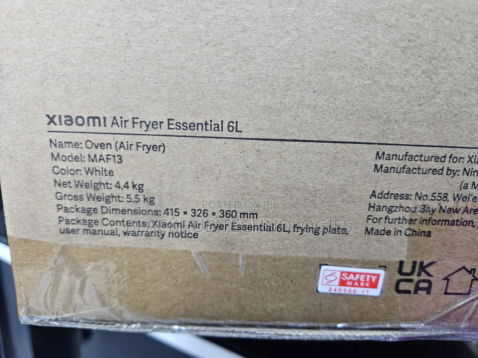 Xiaomi Air Fryer Essential 6l, White Color
