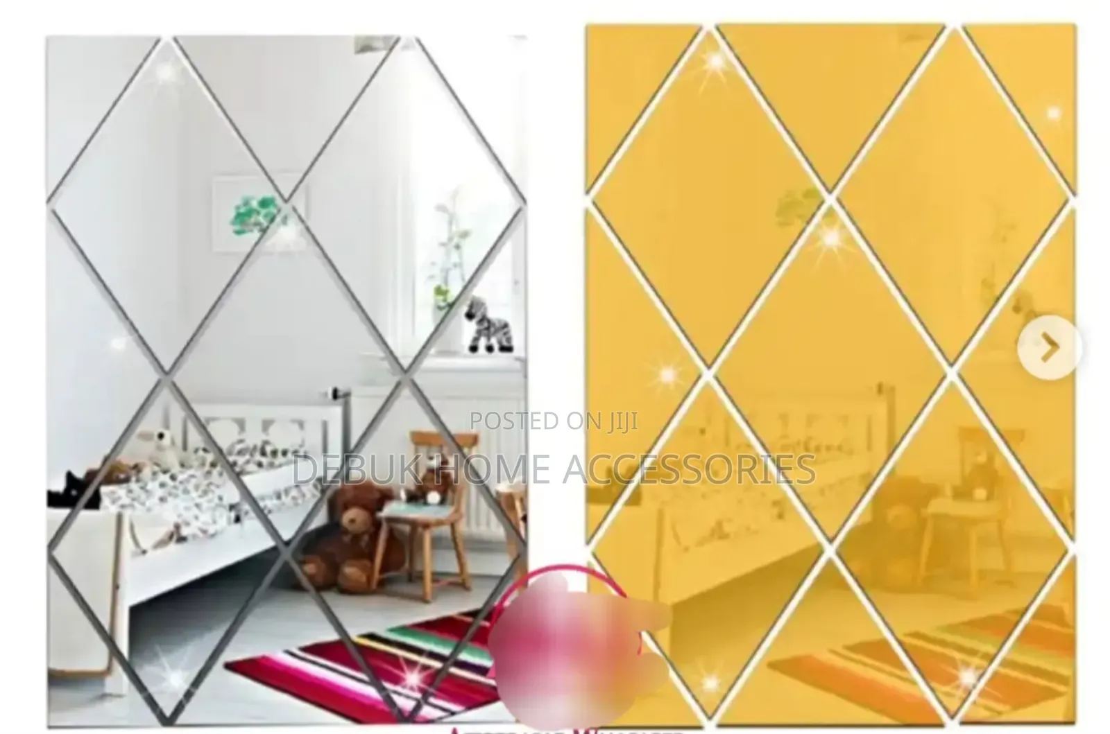 Gold Diamond Mirror Wall Stickers 
Medium Size (17pcs)
