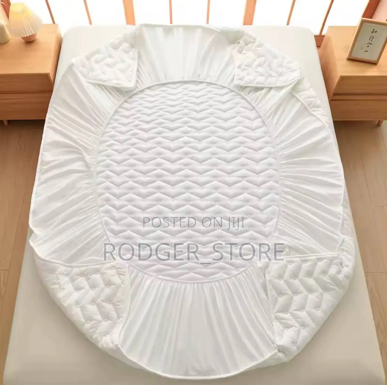 100% Waterproof Fitted Sheet Solid Color Cotton Quilted Embossed