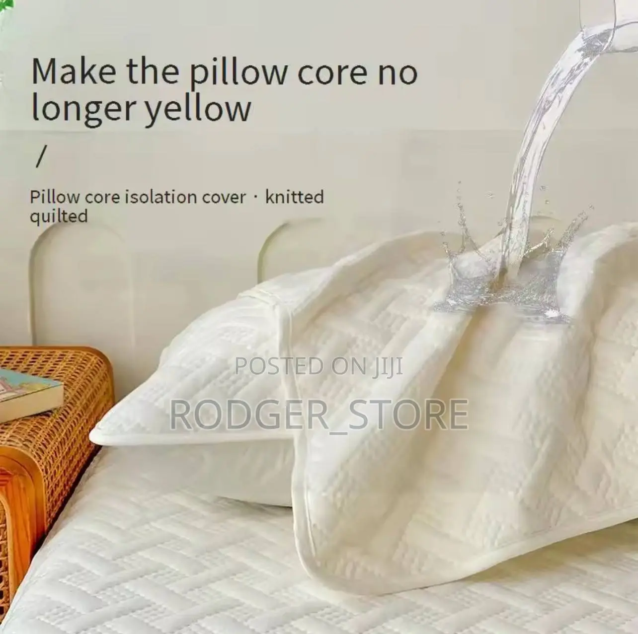 100% Waterproof Fitted Sheet Solid Color Cotton Quilted Embossed
