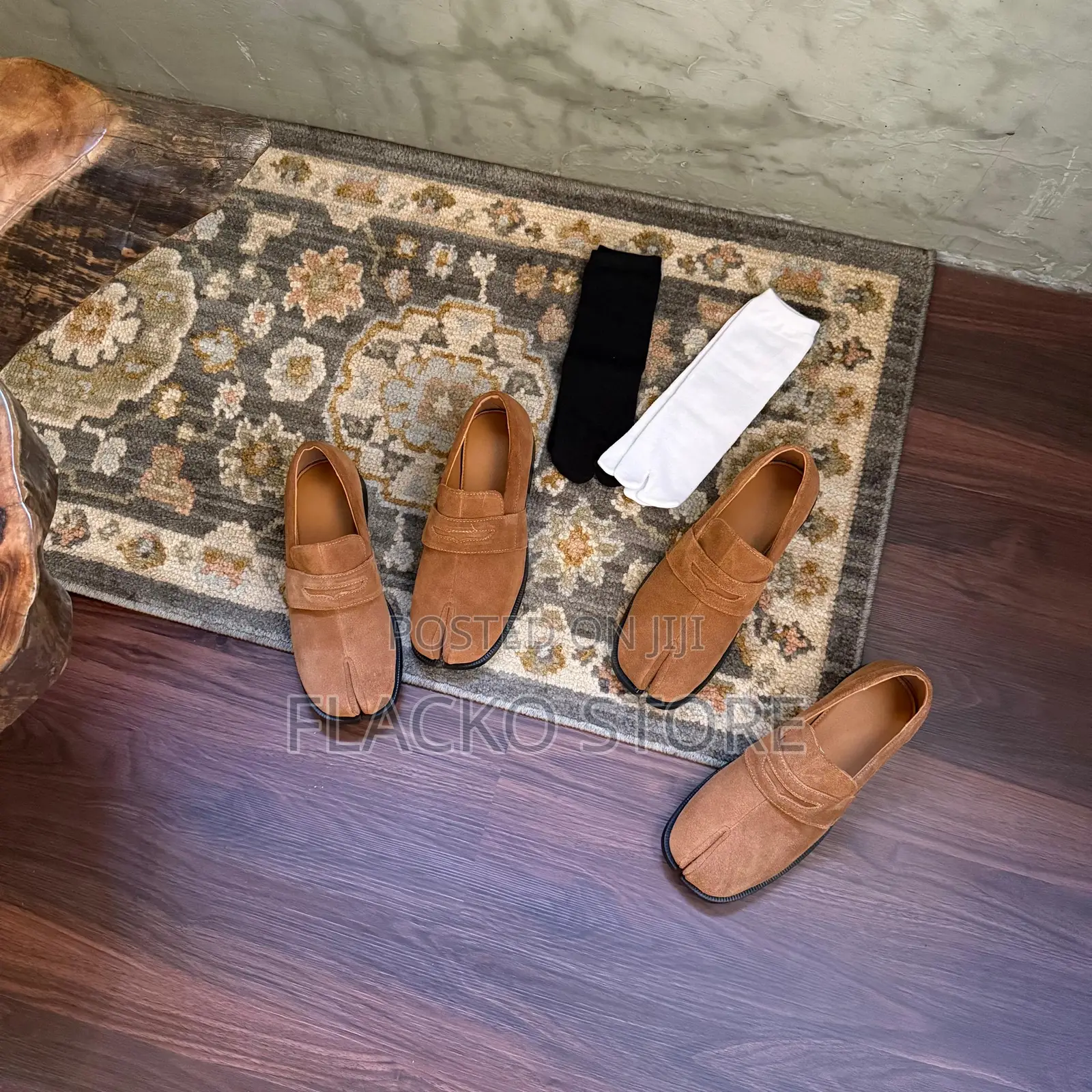 Original Vintage Frosted Leather Tabi Loafers Shoes