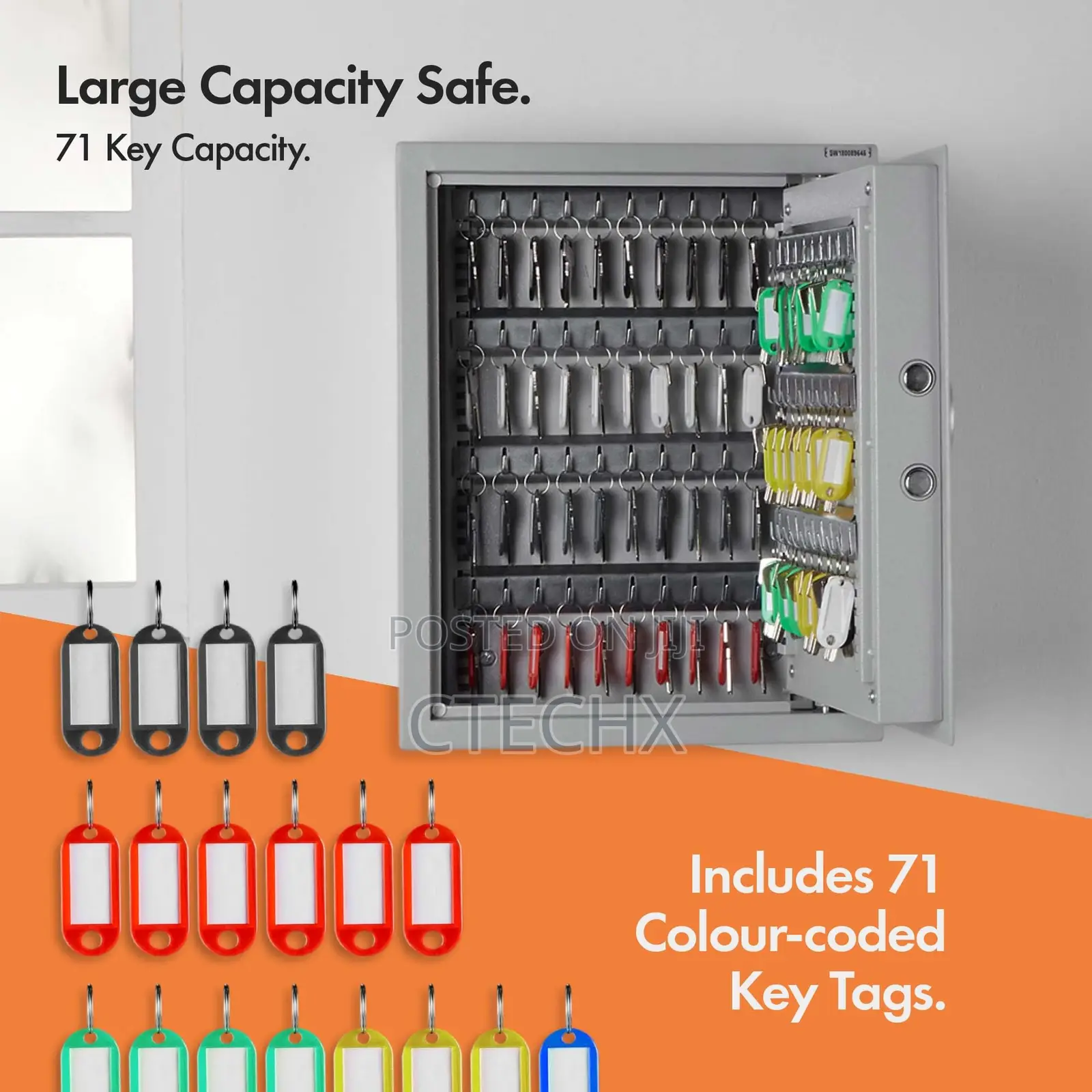 Key Safe Wall Mounted 71 Key Capacity Digital With Solenoid Lock