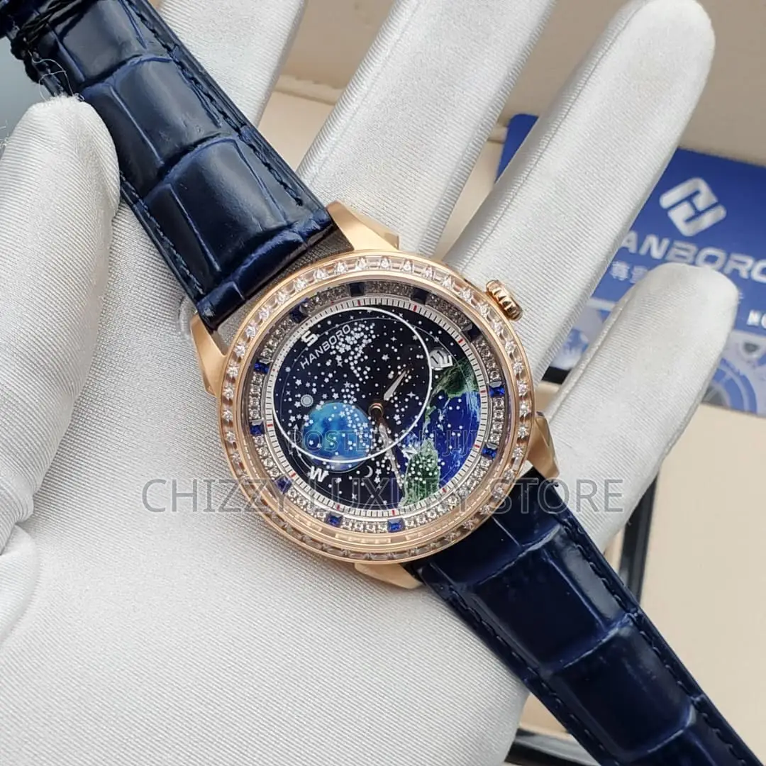 Hanboro Quality Luxury Men Genuine Leather Wristwatch