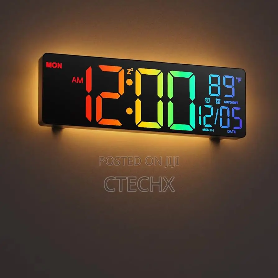 10.5'' Digital Wall Clock 8 RGB Colors, for Living Room, Office