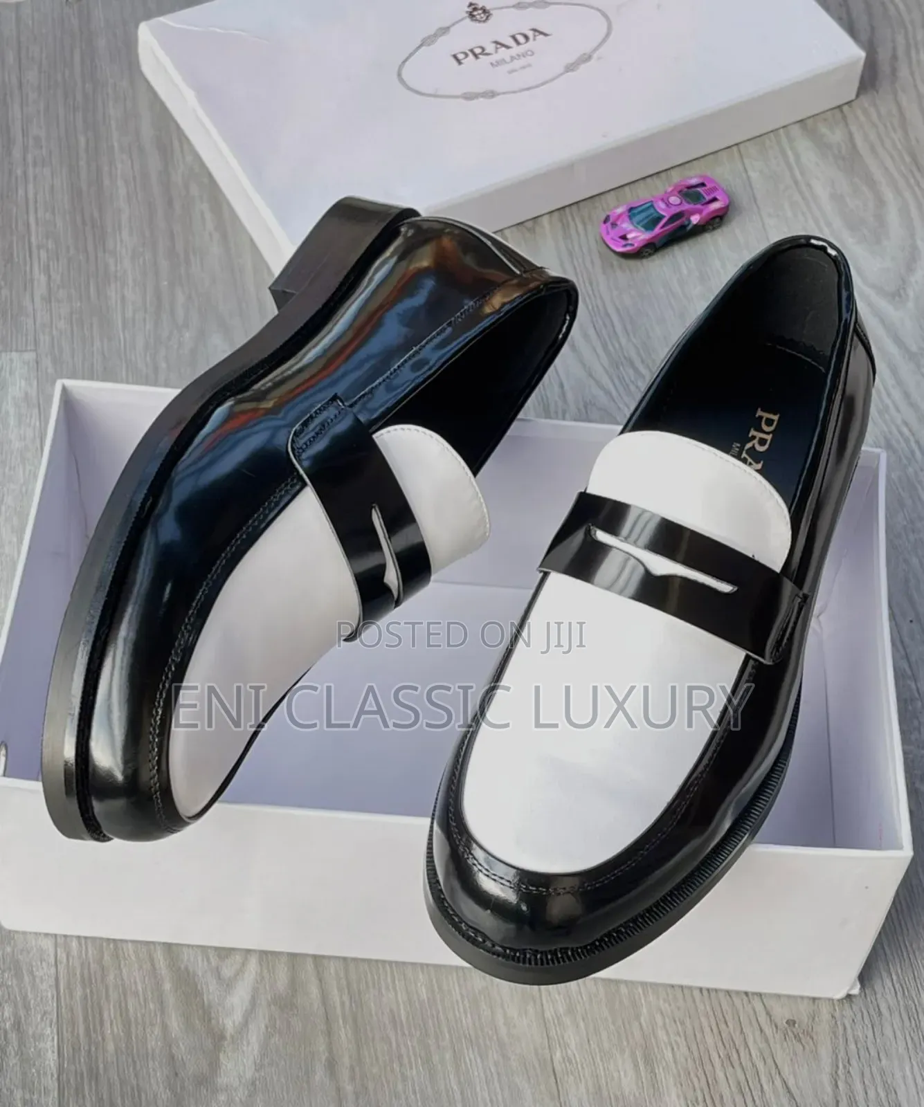 Pure Quality Luxury Men's Loafers Shoes Prada Well Banded Package