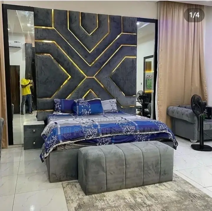 Wall Padded Bed With Ottoman Bedside