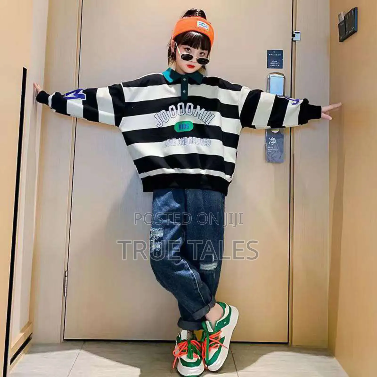 Unisex Big Boys And Girls Striped Long Sleeves Collar Polo Top Ages
