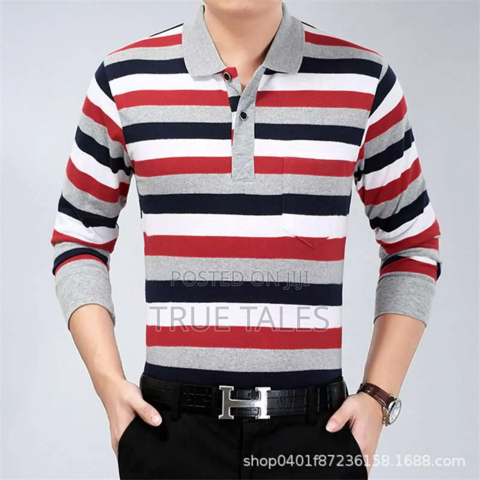 Long Sleeves Collar Polo T-shirt For Big Boys