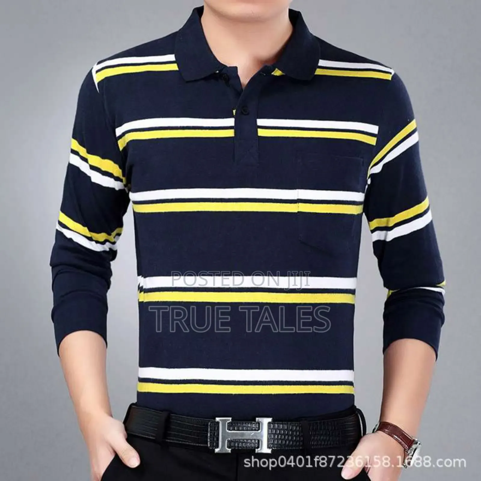 Long Sleeves Collar Polo T-shirt For Big Boys