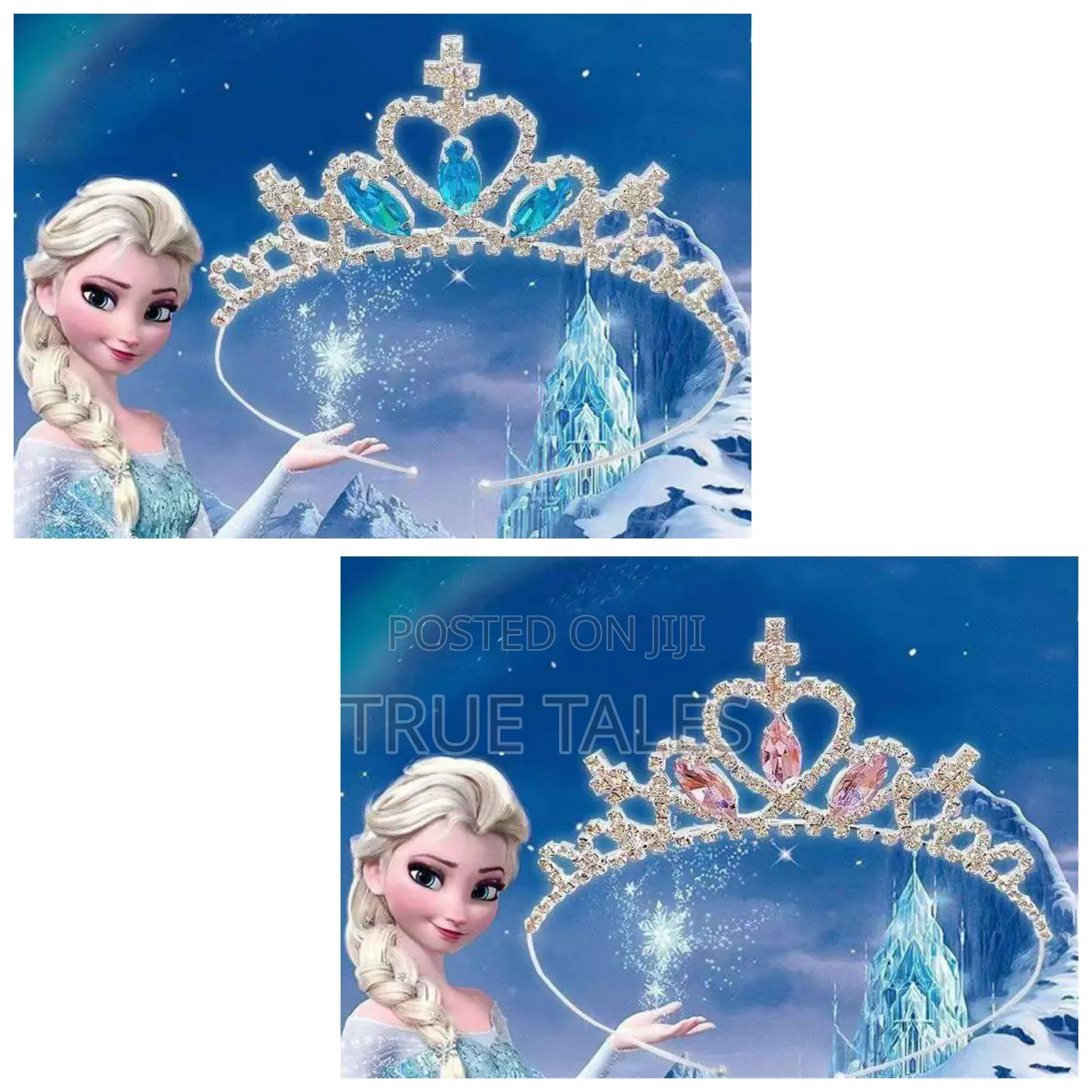 Girls Embellished Crystal Crown Pink And Blue Colours