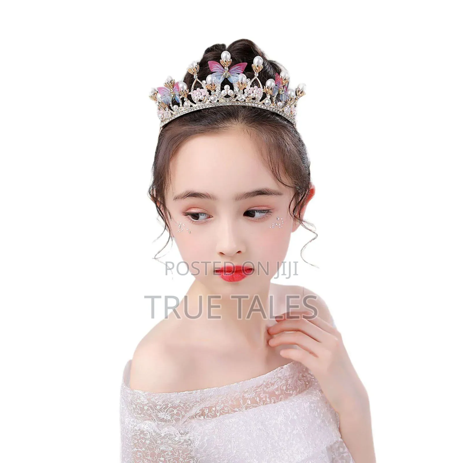 Girls Multicoloured Butterfly Crystal Tiara Hair Crown